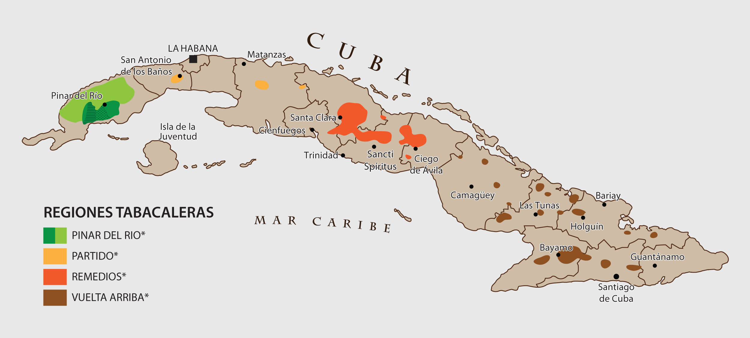 Cuba produce todas las hojas de tabaco utilizadas para elaborar sus famosos  cigarros puros Habanos, los mejores del mundo